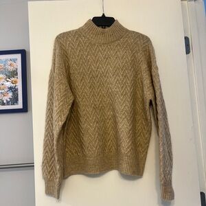 Vero Moda Beige, Tan Herringbone Knit Mock Turtleneck Sweater NWT SZ L